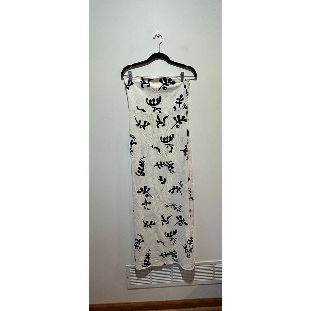 Paper Heart Anthropologie linen blend maxi dress size M strapless white black